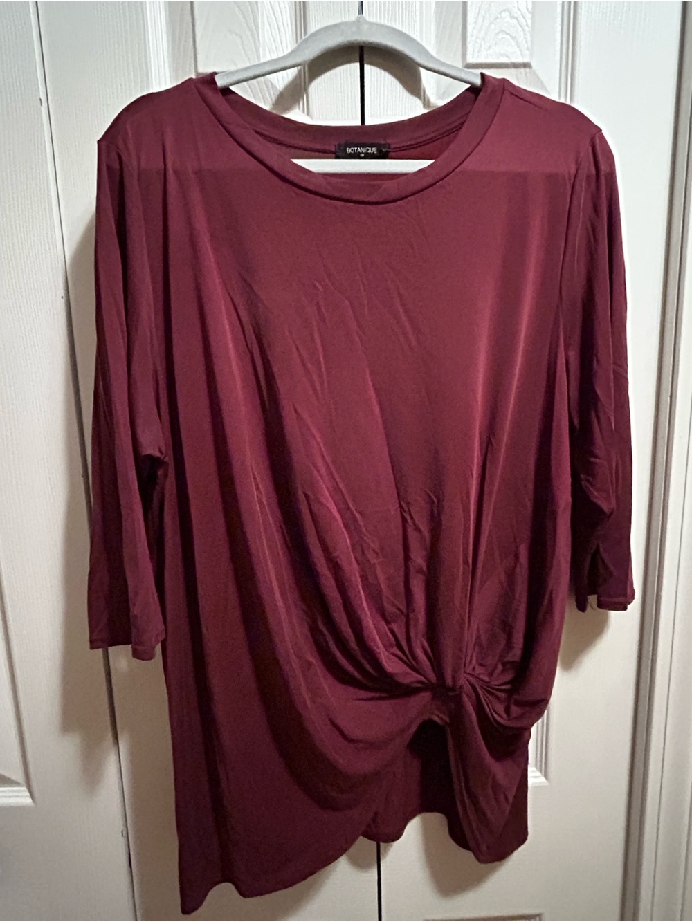 Sleeveless Knot-Front Top in Burgundy by Botanique